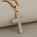 Pendentif croix bicolore en acier inoxydable avec chaîne vénitienne dorée pour femmes - Or et Argent Pendentif Uniquement (Sans Chaîne)