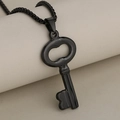 Vintage holle roestvrijstalen sleutelhanger in zwart met een klassieke boxketting - Alleen Hanger (Zonder Ketting) / Zwart