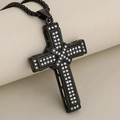 Heren hiphop kruishanger van zwart roestvrij staal met fonkelende strass-steentjes - Alleen Hanger (Zonder Ketting) - Zwart Met Witte Steen