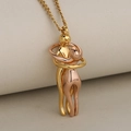 Colgante creativo de pareja abrazada en oro y oro rosa con cadena de cuerda fina - Solo Colgante Oro Y Oro Rosa (Sin Cadena)