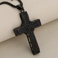 Luxe hiphop ketting met zwarte roestvrijstalen dubbele kruishanger en fonkelende steentjes - Alleen Hanger (Zonder Ketting) - Zwart Met Zwarte Steen