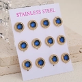 Set de 6 paires de boucles d'oreilles en acier doré avec pierres bleues et cristaux - Ton Or Pierre Bleue