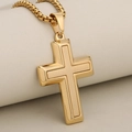 Mode heren kruis ketting in goud met mat en gepolijst roestvrij staal afwerking - Goud / Alleen hanger (geen ketting)