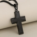 Collana con ciondolo a croce da uomo nero opaco con catena a sfere in stile moderno - Nero / Solo Ciondolo (Senza Catena)