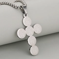 Vintage St. Benedict Medal cross pendant in stainless steel with a heavy curb chain link - Silver (Pendant Only)