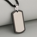 Mens industrial brushed steel dog tag necklace with black frame and box chain - Black+Silver (Pendant Only (Without Chain))