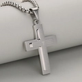 Vintage roestvrijstalen dubbellaagse kruishanger met gegraveerde tekst en ball chain - Zilver (Alleen Hanger (Zonder Ketting))
