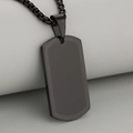 Minimalist black stainless steel military tag necklace with matte finish and box chain - Black (Pendant Only (Without Chain))