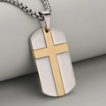 Zweifarbige Kreuz-Halskette aus Edelstahl mit silberner Kette für Herren im Set - Silber Und Gold (Nur Anhänger Ohne Kette)