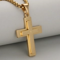 Gepolijste gouden roestvrijstalen dubbele kruis hanger met gegraveerd Onzevader gebed - Goud (Alleen Hanger (Zonder Ketting))