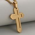 Pendentif croix en acier inoxydable doré à double couche avec chaîne en maille - Pendentif Uniquement (Sans Chaîne) / Or