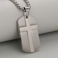 Zweifarbige Hundemarke-Halskette aus Edelstahl für Herren mit 3D-Kreuz und Box-Kette - Nur Silberner Anhänger (Ohne Kette)