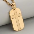 Herren Gold Edelstahl Kreuz Militär Dog Tag Anhänger mit massiver Box-Kette - Gold (Nur Anhänger)