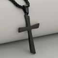 Minimalist black stainless steel cross pendant necklace with box chain for men - Pendant Only (No Chain) / Black