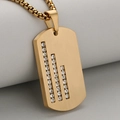 Men's hip hop gold plated stainless steel military dog tag necklace with triple row diamonds - Pendant Only (Without Chain) / Gold