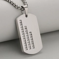 Mens brushed stainless steel military tag necklace with sparkling vertical crystal stripes - Pendant Only (Without Chain) / Silver