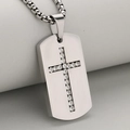 Gepolijste roestvrijstalen dog tag ketting met kristallen kruis en stevige schakelketting - Zilveren Stijl (Alleen Hanger)