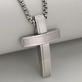 Heren roestvrijstalen kruishanger ketting met geborstelde en gepolijste afwerkingen - Alleen Hanger (Zonder Ketting) / Zilver