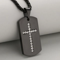 Zwarte roestvrijstalen herenketting met dog tag hanger en kristallen kruis-ontwerp - Zwarte Stijl Alleen Hanger (Zonder Ketting)