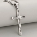 Gepolijste roestvrijstalen kruis hanger ketting met zirkonia op een box-ketting - Alleen Hanger (Zonder Ketting) / Zilver