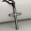 Moderne zwarte roestvrijstalen kruisketting met stenen en een box-ketting - Alleen Hanger (Zonder Ketting) / Zwart
