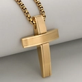 Minimalistische heren kruishanger van goudkleurig roestvrij staal met een luxe boxketting - Alleen Hanger (Zonder Ketting) / Goud