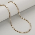 Elegante 3mm goldene Tenniskette mit funkelnden weißen runden Zirkonia-Steinen für Damen - Gold Farbe Weißer Stein