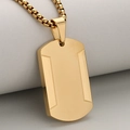 Collana con piastrina militare in acciaio inossidabile dorato con linee geometriche - singolo pendente (senza catena) / Oro