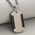 Ciondolo a piastrina puzzle da uomo in acciaio inossidabile con catena box color argento - singolo pendente (senza catena) / Nero + Argento