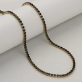 Elegante vergoldete Tennis-Halskette mit 3mm runden schwarzen Zirkonia Steinen - Gold Schwarzer Stein
