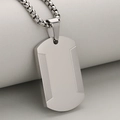 Ciondolo piastrina militare da uomo in acciaio inossidabile satinato con catena - singolo pendente (senza catena) / Argento