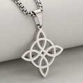 Polished stainless steel silver witch's knot pendant necklace on a round box chain - Witch Knot / Silver (Pendant Only)