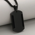 Pendaglio piastrina militare in acciaio inossidabile nero opaco con catena a sfere - singolo pendente (senza catena) / Nero