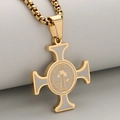 Pendentif crucifix Saint Benoît bicolore or et argent avec chaîne maille box - Pendentif Seul (Sans Chaîne) / Or + Argent