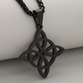Schwarze Edelstahl-Halskette mit Hexenknoten-Anhänger und robuster Box-Kette für Damen - Hexenknoten / Schwarz (Nur Anhänger)