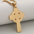 Vintage vergulde roestvrijstalen Keltische kruishanger met knoopwerk aan een box-ketting - Alleen Hanger (Zonder Ketting) / Goud
