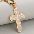Punk style gold stainless steel cross necklace with Faith engraving and box chain - Gold and Silver Pendant Only (Without Chain)