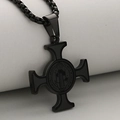Mattschwarze St. Benedikt Kreuzkette aus Edelstahl mit religiösem Anhänger - Nur Anhänger (Ohne Kette) / Schwarz