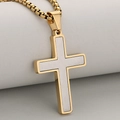Tweekleurige roestvrijstalen kruis ketting in goud en zilver met box schakelketting - Tweekleurige Minimalistische Kruishanger / Goud en Zilver Alleen Hanger (Zonder Ketting)