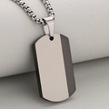 Minimalist stainless steel military tag necklace with brushed silver and black polished finish - Black And Silver (Pendant Only (Without Chain))