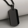 Minimalist black stainless steel dog tag necklace with a chunky box chain for men - Black (Pendant Only (Without Chain))