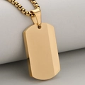 Polished gold rectangular stainless steel military tag pendant on a matching box chain - Gold (Pendant Only (Without Chain))