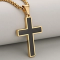 Minimalistische herenketting met kruis in goud met een strakke zwarte koolstofvezel inlay - Goud Zwarte Tweekleurige Kruishanger / Goud En Zwart (Alleen Hanger)