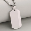 Polished silver stainless steel military dog tag pendant with elegant box chain for men - Silver (Pendant Only (Without Chain))