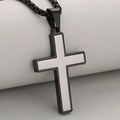 Minimalist black and silver two-tone cross pendant necklace for men in matte finish - Black And Silver Two-Tone Cross Pendant / Black And Silver (Pendant Only)