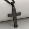 Minimalist double-layer black brushed stainless steel cross pendant necklace for men - All Black Brushed Cross Pendant / Black (Pendant Only)