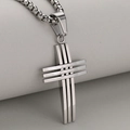 Gepolijste roestvrijstalen holle kruis hanger met een boxketting voor heren mode - Zilver (Pendant Only (Without Chain))