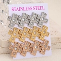 Set di 12 orecchini a croce in acciaio inossidabile nei colori oro, argento e oro rosa - Argento Oro Oro Rosa Mix Bianco