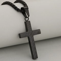 Matte black stainless steel cross necklace with American flag stars and stripes pattern - Classic Style-Pendant Only (Without Chain) / Black
