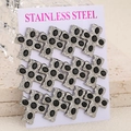 Set di dodici paia di orecchini a croce in acciaio inossidabile con cristalli neri - Argento Onice Nero